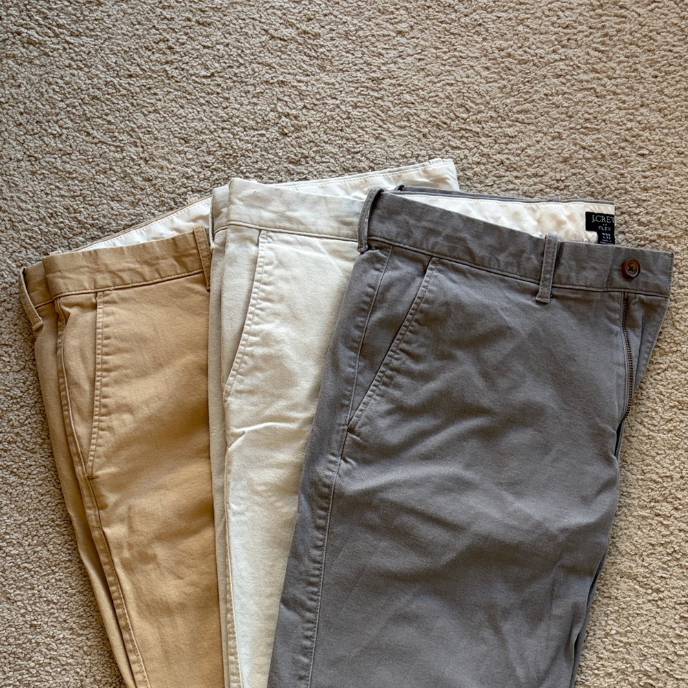 J. Crew Men's Chinos BUNDLE (3) — Gray, Cream, and Tan